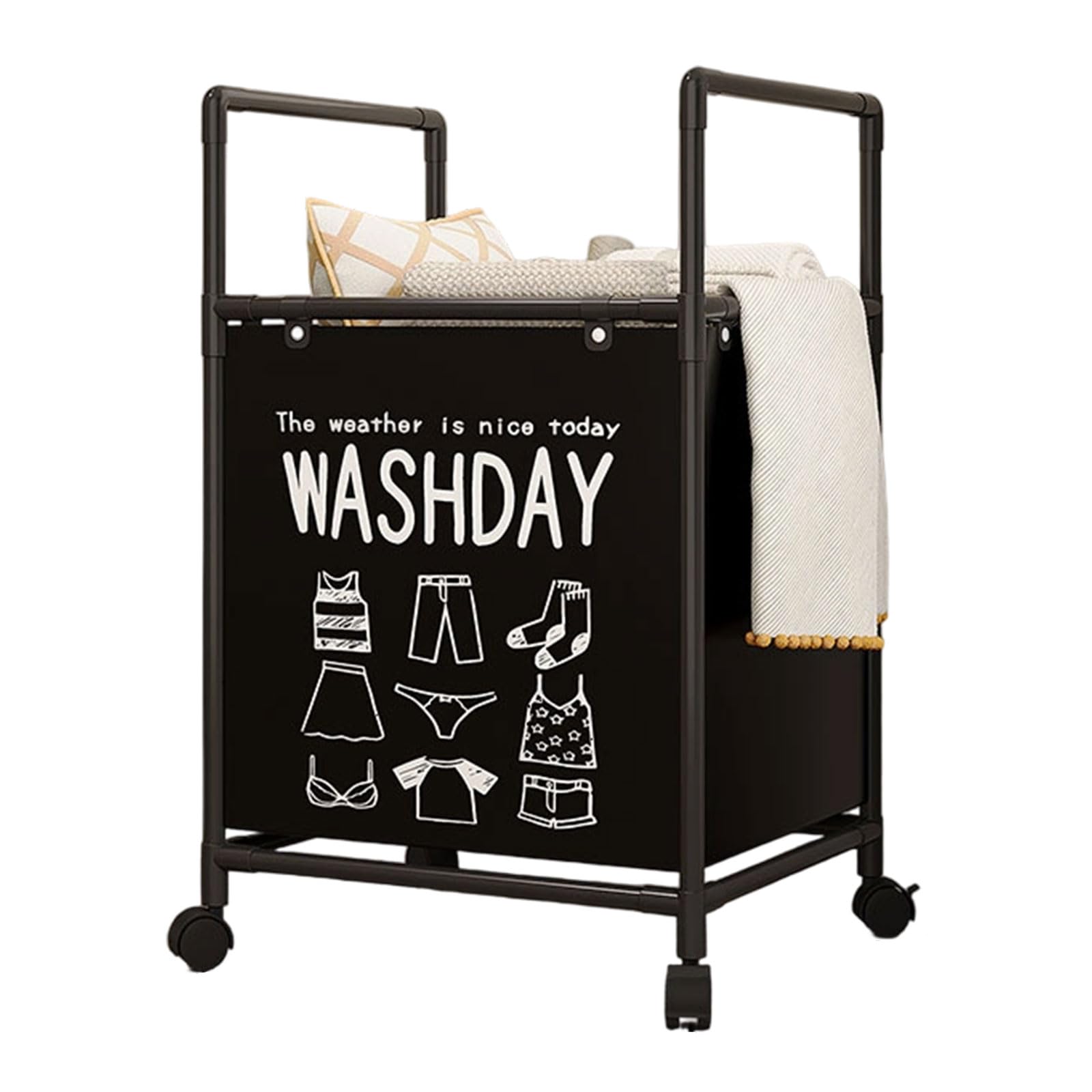 hogtnd Collapsible Laundry Basket with Rolling Wheels, Multiple Shelf Designs, Space Saving Laundry Basket for Small Spaces, Bathroom Laundry Box