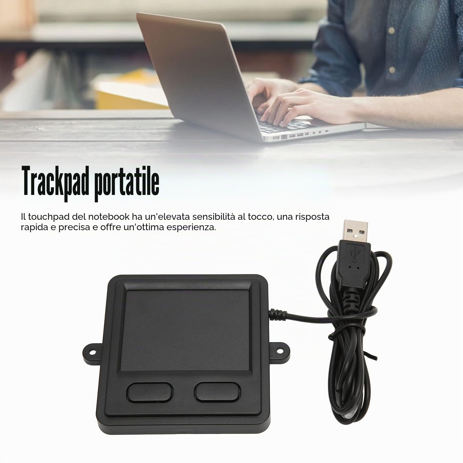 Touchpad USB Cablato, Tastiera Industriale con Touchpad Trackpad Portatile per Utenti Laptop e Desktop, Touch Pad per Computer Multifunzione con 2 Tasti per Laptop da Ufficio