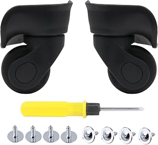 1 Pair of Suitcase Replacement Wheel PVC and Metal 360 Rotating Suitcase Caster Black (W041)