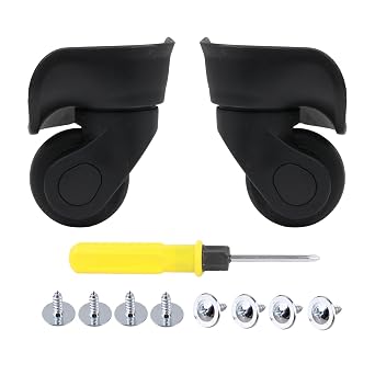 1 Pair Replacement Wheels for Luggage 360 Swivel Suitcase Casters Black W041