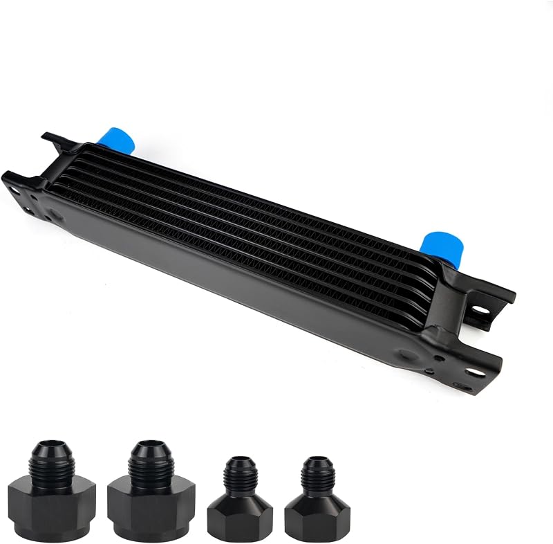 Kit de resfriador de óleo de transmissão 7 fileiras HTRACING com conexões 10AN, 8AN e 6AN – Conjunto