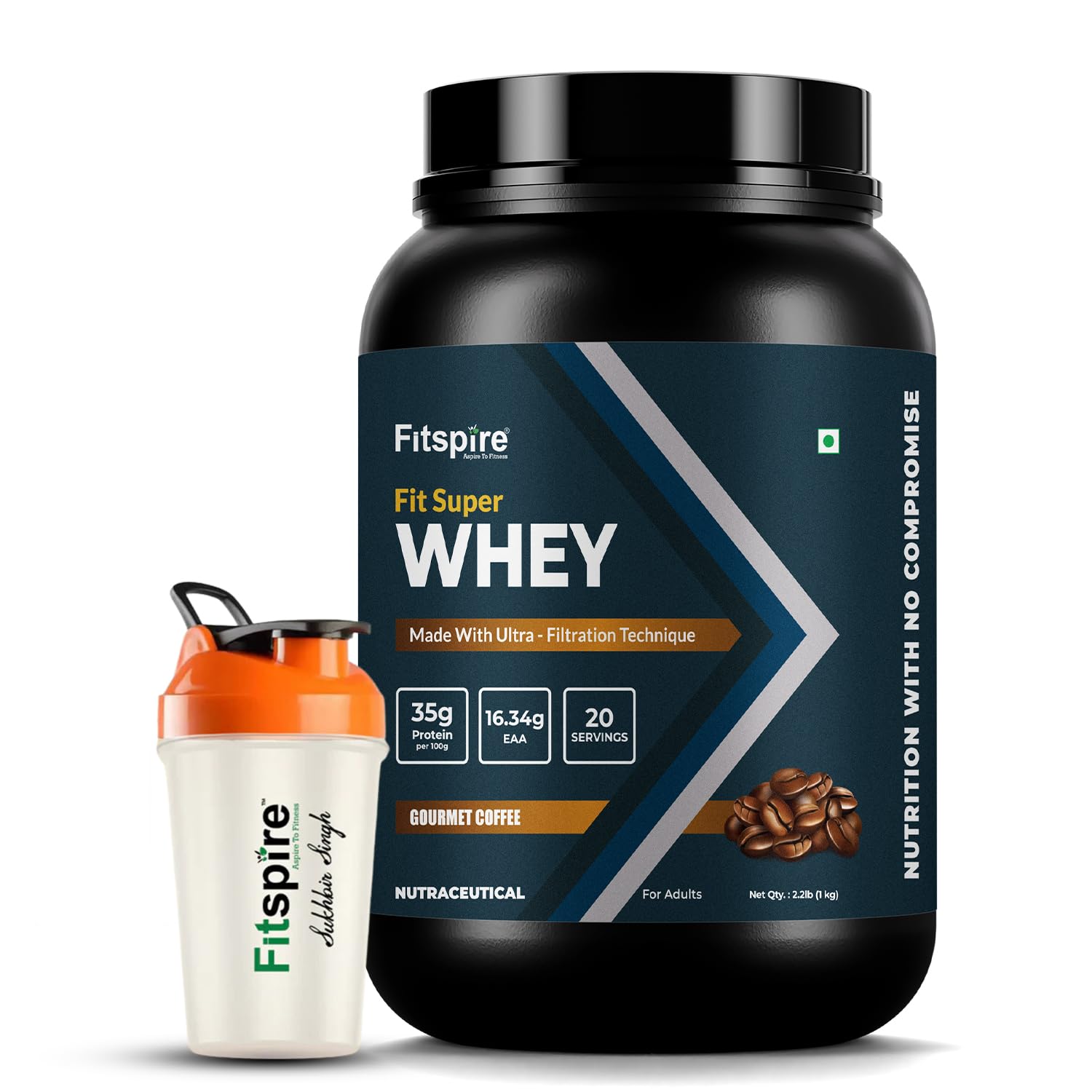 Fitspire Fit Super Whey Protein With Shaker| 35g Protein Per 100g & 7.76g BCAA | Whey Fuel For Muscle Strength And Recovery | (Gourmet Coffee - 1Kg)-image-17