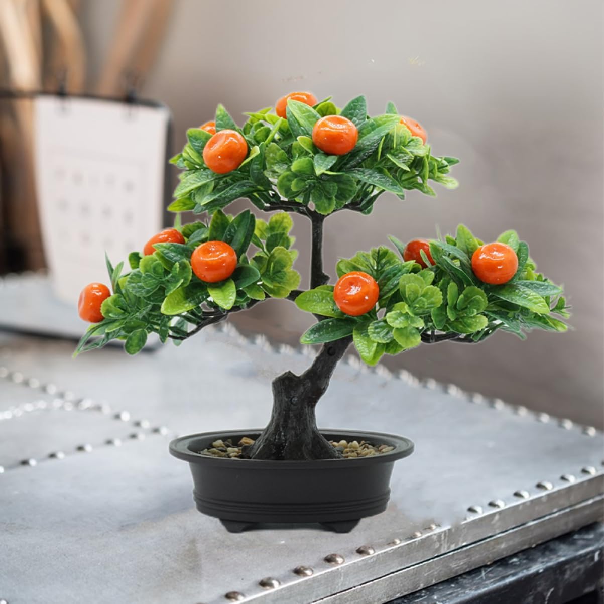 2Pcs Artificial Fruit Tree Bonsai Decor Realistic Simulated Potted Decoration for Home Office Indoor Use Easy Maintenance Faux Fruit Trees for Stylish Desktop Display