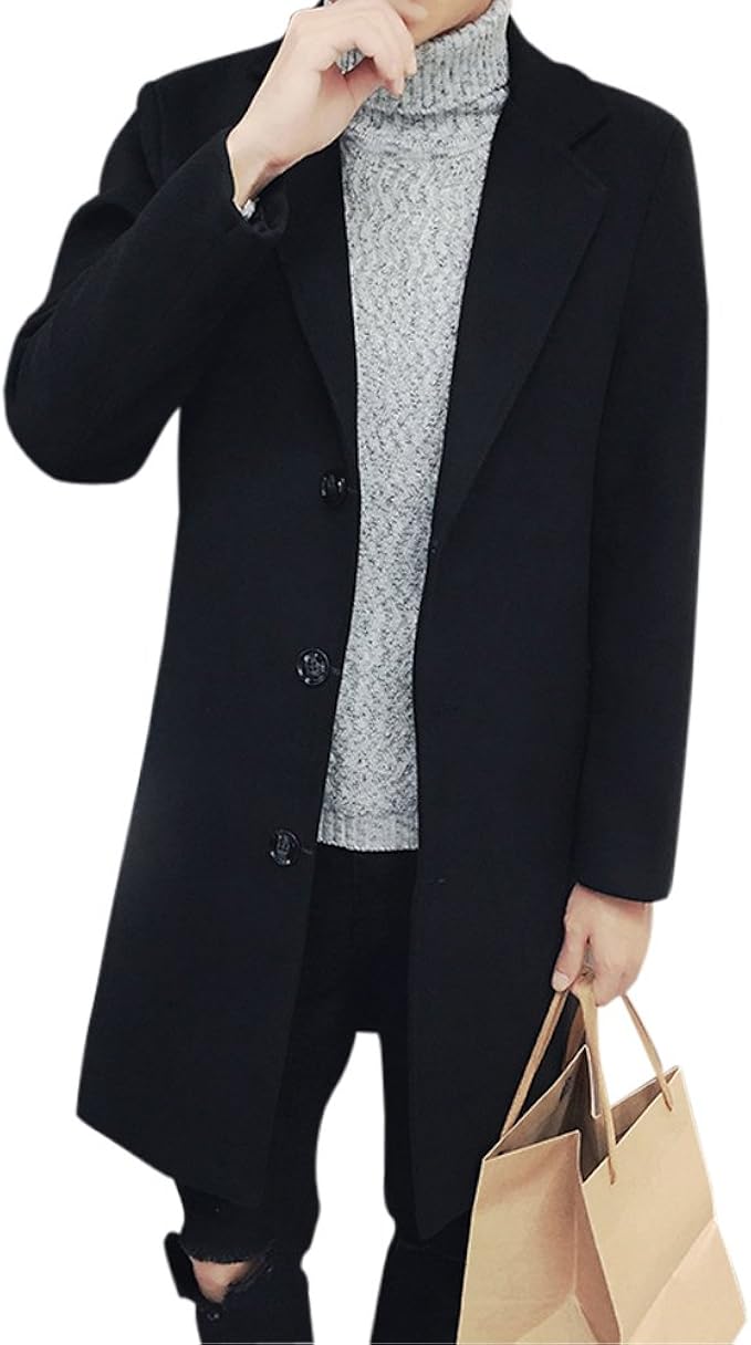 Amazon Boxuan メンズ ロング丈 ラシャコート 無地 ボタン チェスターフィールドコート ファッション 秋 冬 紳士服 細身防寒アウター カジュアル ゆったり 大きいサイズ 黒 M 5xl コート ジャケット 通販