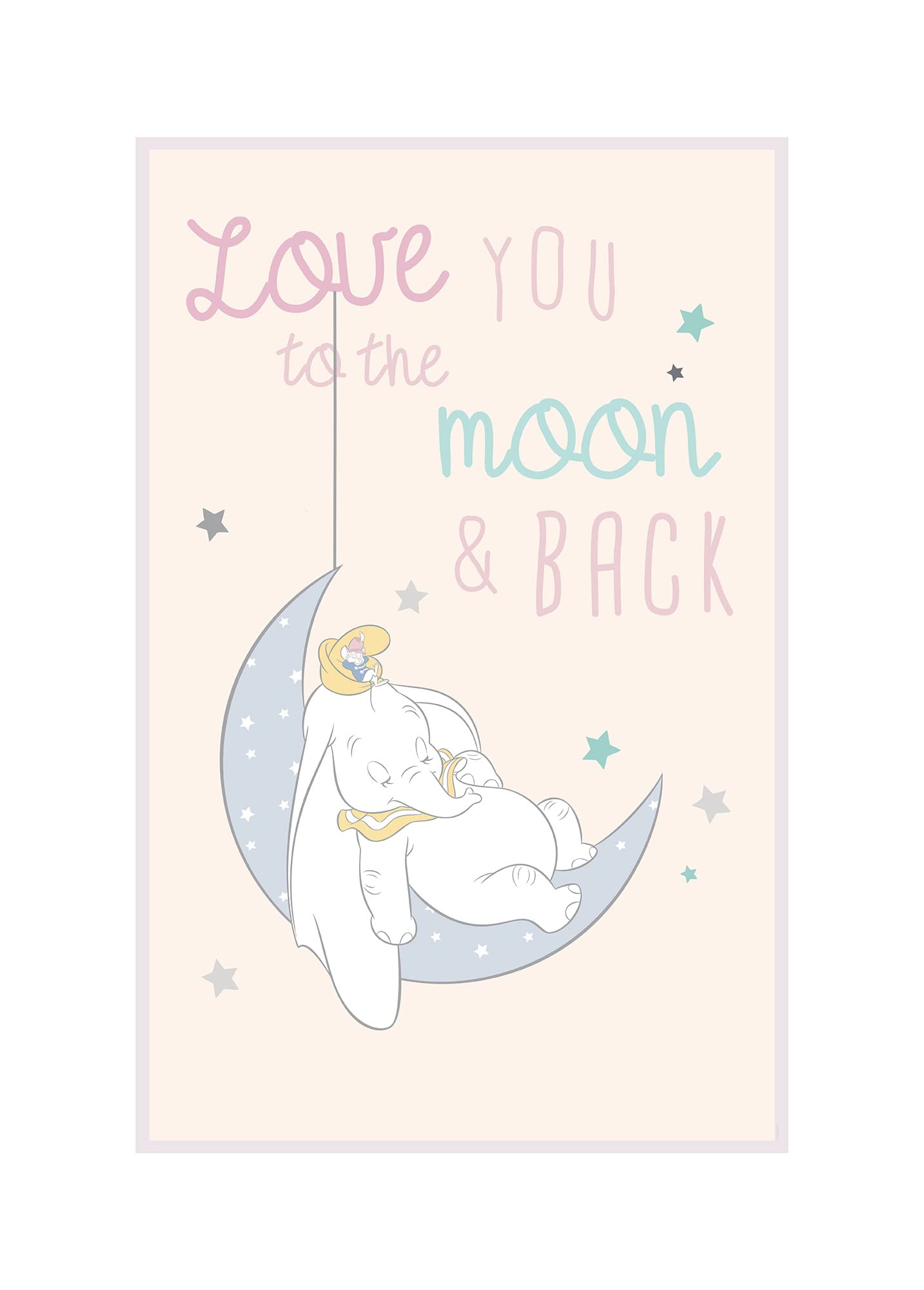 Impression toile Disney Dumbo Komar 50x70cm tableau mural chambre