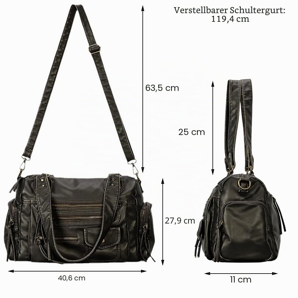 Retro-Handtasche mit Tragegriff für Damen, Leder, Hobo-Umhängetasche, Vintage-Handtasche, mehrere Taschen, Crossbody-Shopper