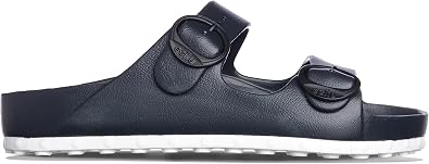 Ccilu Horizon Check Mens Double Strap Sandals, Adjustable Buckle Slide Sandals, Lightweight, Non-Slip, Comfortable Casual Sandals, 100% Vegan