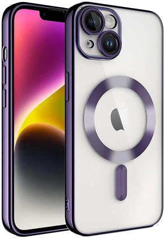 Zore Apple ile uyumlu iPhone 13 Kılıf Kamera Korumalı M-safe Wireless Şarj Özellikli Zore Demre Kapak Derin Mor