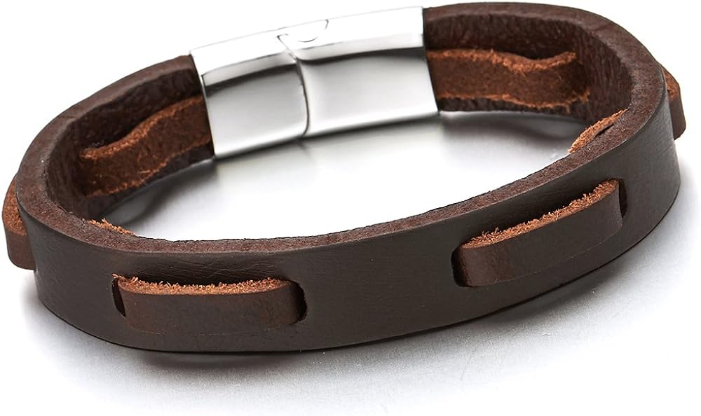 COOLSTEELANDBEYOND Braune Geflochtene Leder-Armband für Herren Damen