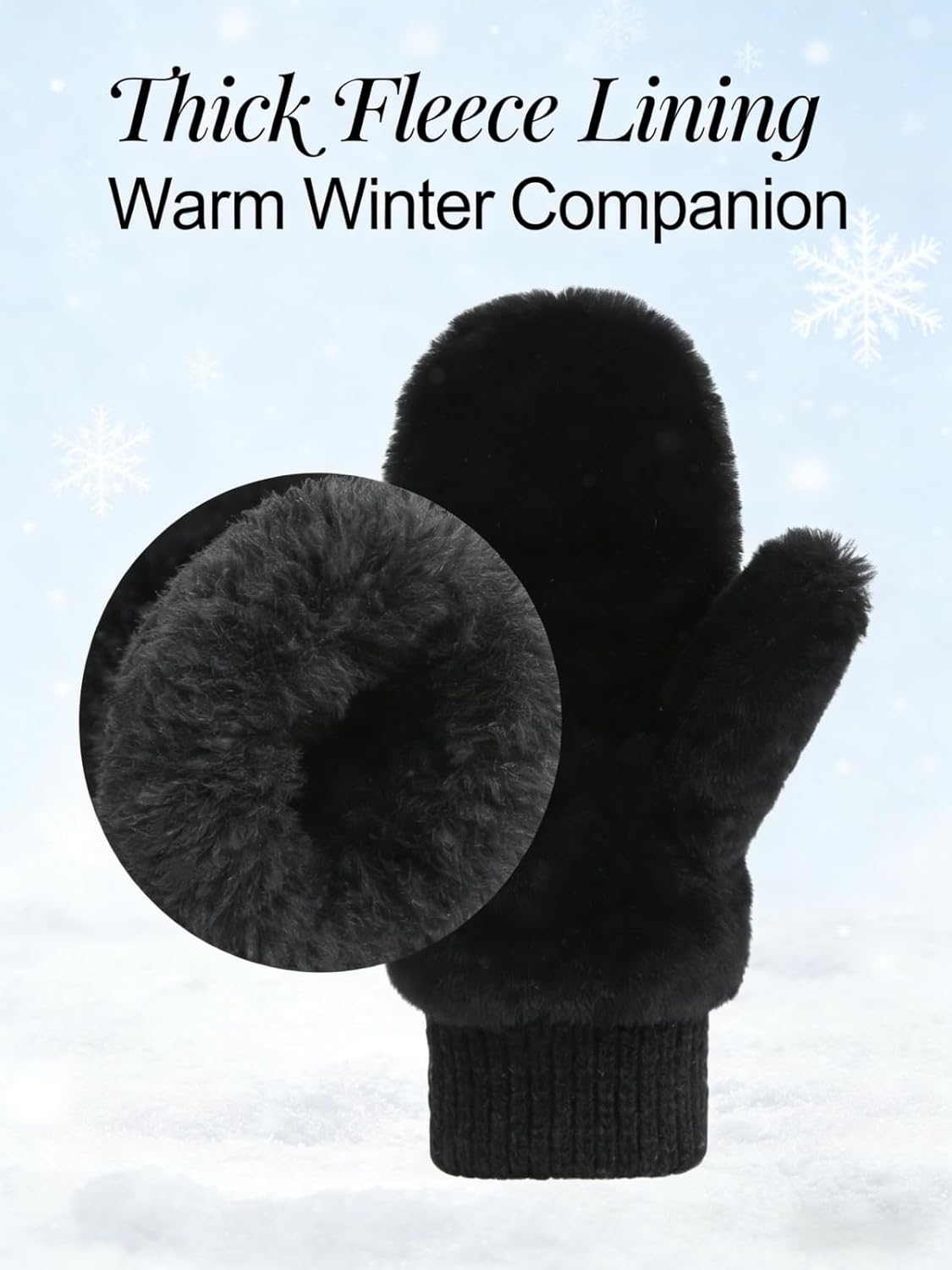 JUMISEE Women Winter Faux Fur Flip Cover Mittens Warm Soft Half Finger Fingerless Gloves - Image 4