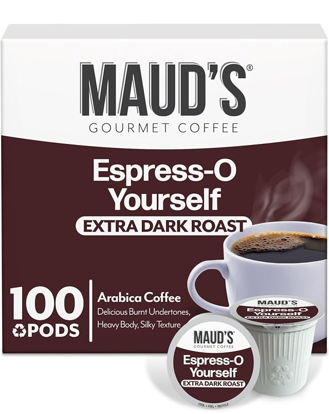 Mauds Espresso Coffee Pods 100 ct Dark Roast Coffee in Recyclable Single Serve Pods 100 Arabica Coffee Compatible