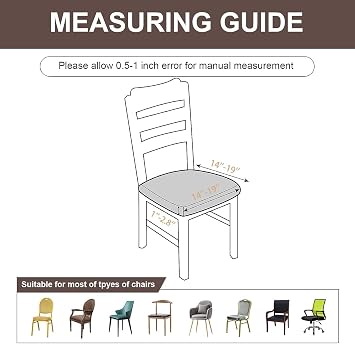 Stretch black Chair Seat Covers for Dining Room Set of 4, Elastic Dining Chair Seat Protector Cover Removable Washable Chair Slipcovers with Ties