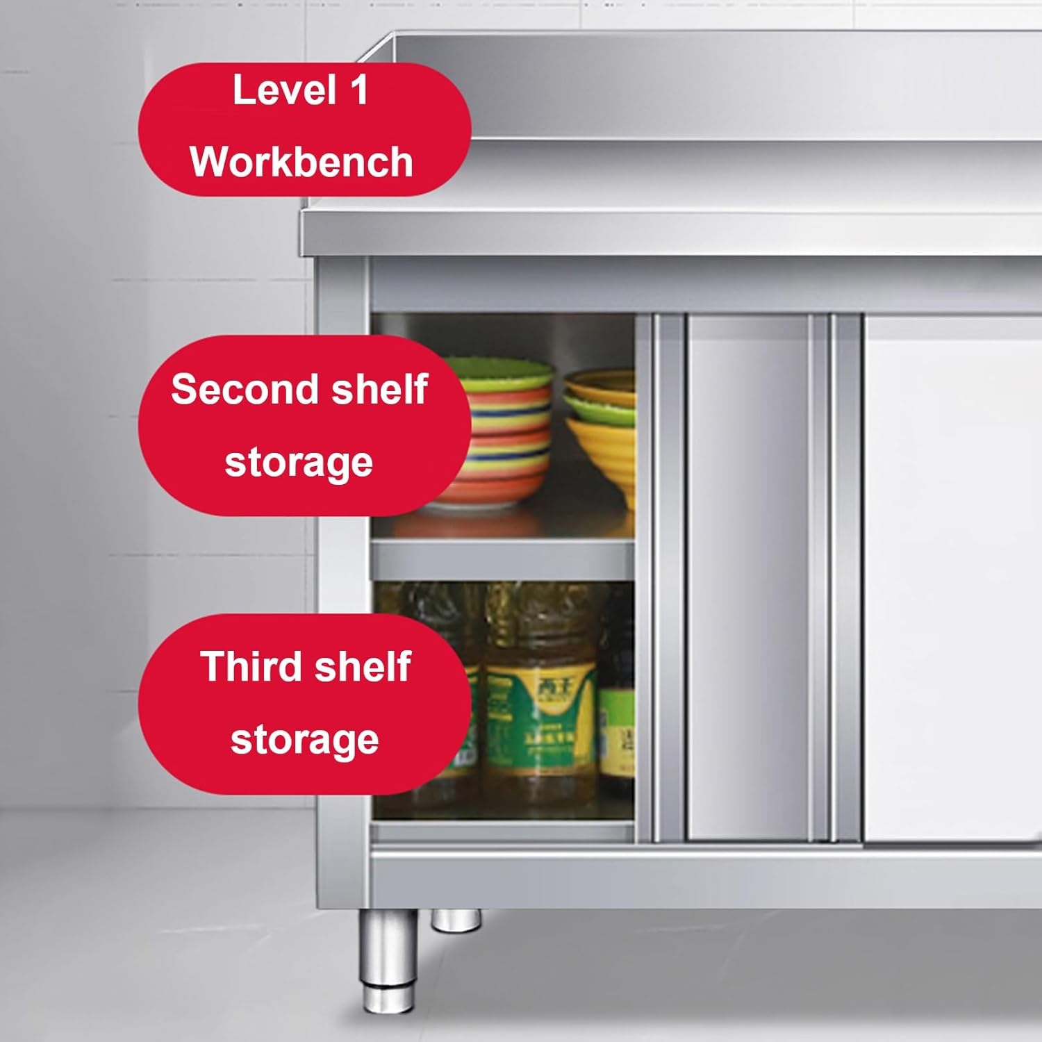Commercial Stainless Steel Worktops - Kitchen Prep Tables, Restaurant Metal Tables & Storage Cabinets - Durable, Easy-to-Clean, Heavy-Duty Design for Professional Use