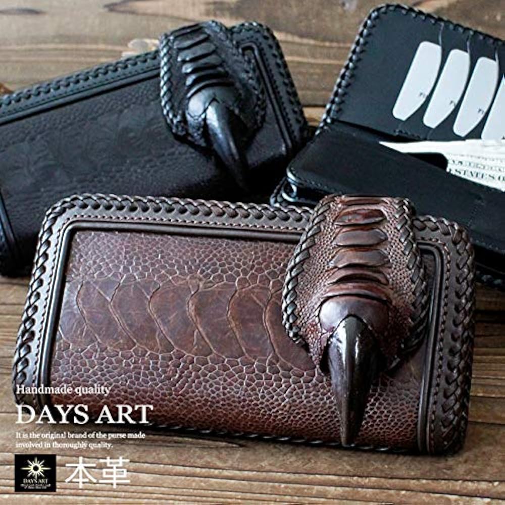 VINTAGE加工・オーストリッチ・ダチョウ革・長財布・L字型・激レア