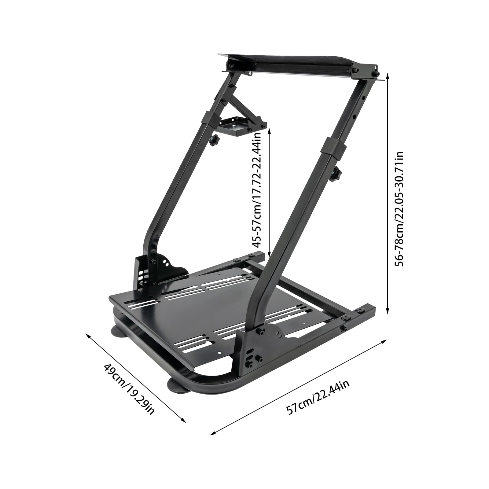 Supporto per volante da corsa, in ferro, regolabile in altezza (56 – 78 cm) e pieghevole, 3 livelli di pedale, supporto per volante regolabile in altezza