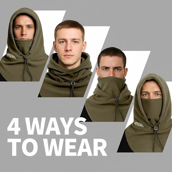 Winter Balaclava Ski Mask for Women Men, Polar Fleece Convertible Balaclava Hoodie Hat Scarf Black/Gray/Beige/Green