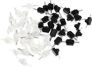 Mikinona 50 piezas Interruptores de Botón Autobloqueo para Linterna Accesorios de Encendido y Apagado para Linterna Diseño Compacto y Resistente Colores Negro y Blanco