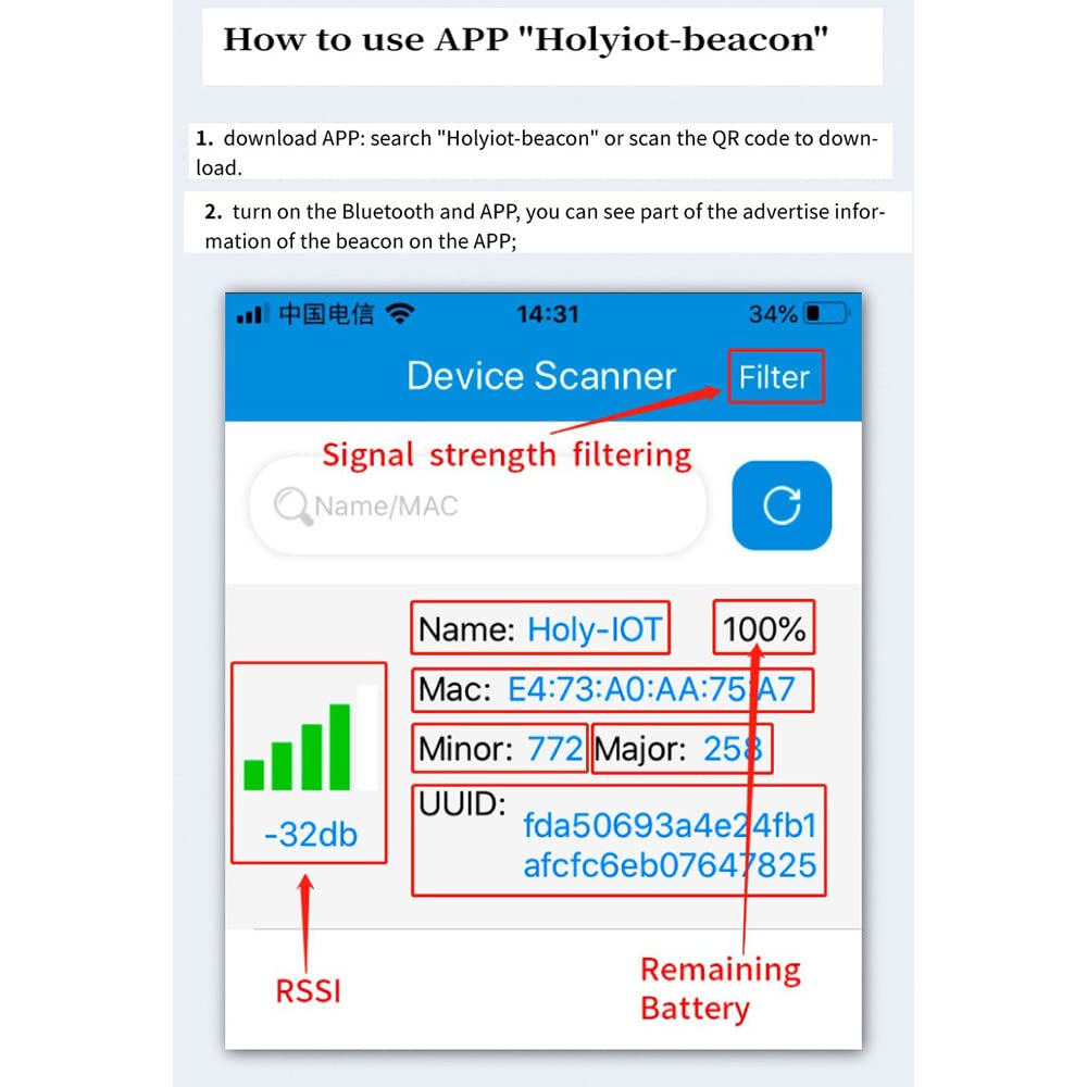 ISTOVO Beacon Tag mit Beschleunigung Sensor BLE 5.0 Geringer Strom Verbrauch Wasserdichtes Ibeacon Tag