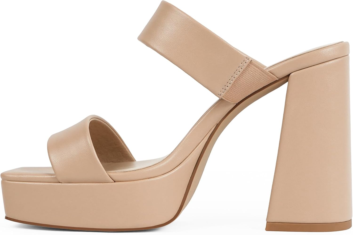 Modatope Platform Heels for Women Square Open Toe Chunky Heel Platform Sandals Two Strap Slip On Heels Wedding Party Dress Shoes - Image 4