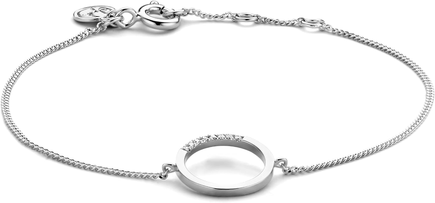 Venus Bracelet | Natural White Diamond 8 pc | Silver Rhodium | 925 Sterling Silver | 13.20 x 1.40 mm | Adjustable Sizes (15.5-16.5-17.5 cm)