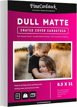 Dull 100lb Cover Digital Low Gloss Cardstock, Double Sided C2S, Coated, Perfect for Color Laser Printing, Design Proposals, Business Cards, Flyers, Brochures | Matte Finish | 8.5" x 11" | 50 Sheets