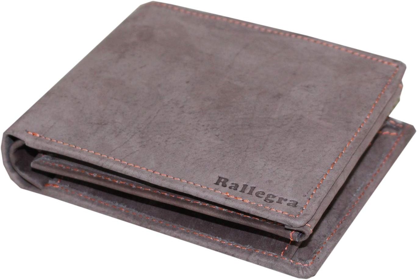 Men's RFID Blocking Wallet Distressed Rubbed Hunter Light Brown Leather Tri fold Designer Purse with Photo ID, 7 Credit Card Pockets, 3 Hidden Pockets & Coin Pouch Comes with Gift Box