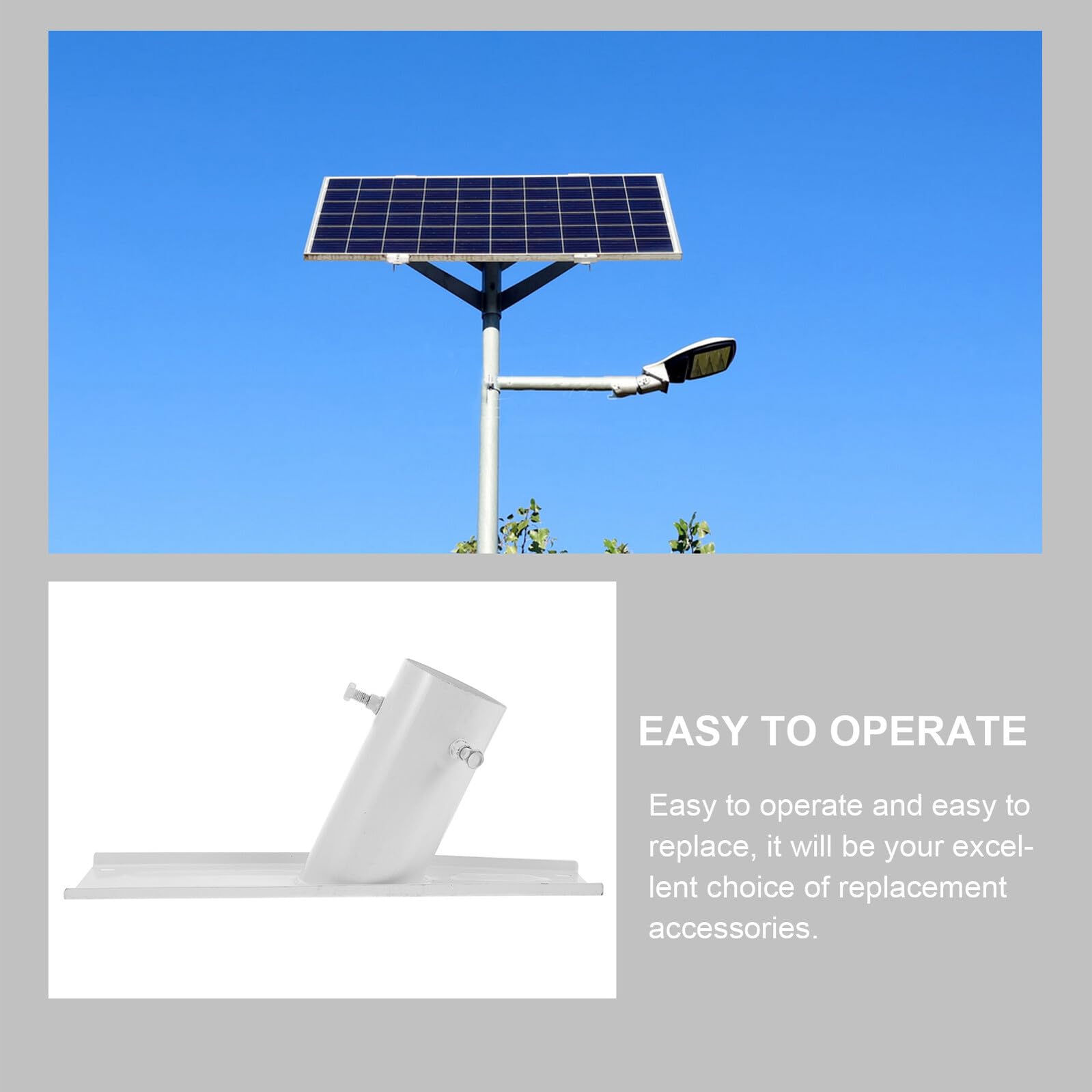 ifundom Soporte Ajustable para Panel Solar Exterior Montaje Resistente para Luces Solares Estructura Metálica Duradera para Placas Solares de Kit con Tornillos para Farolas y Alumbrado