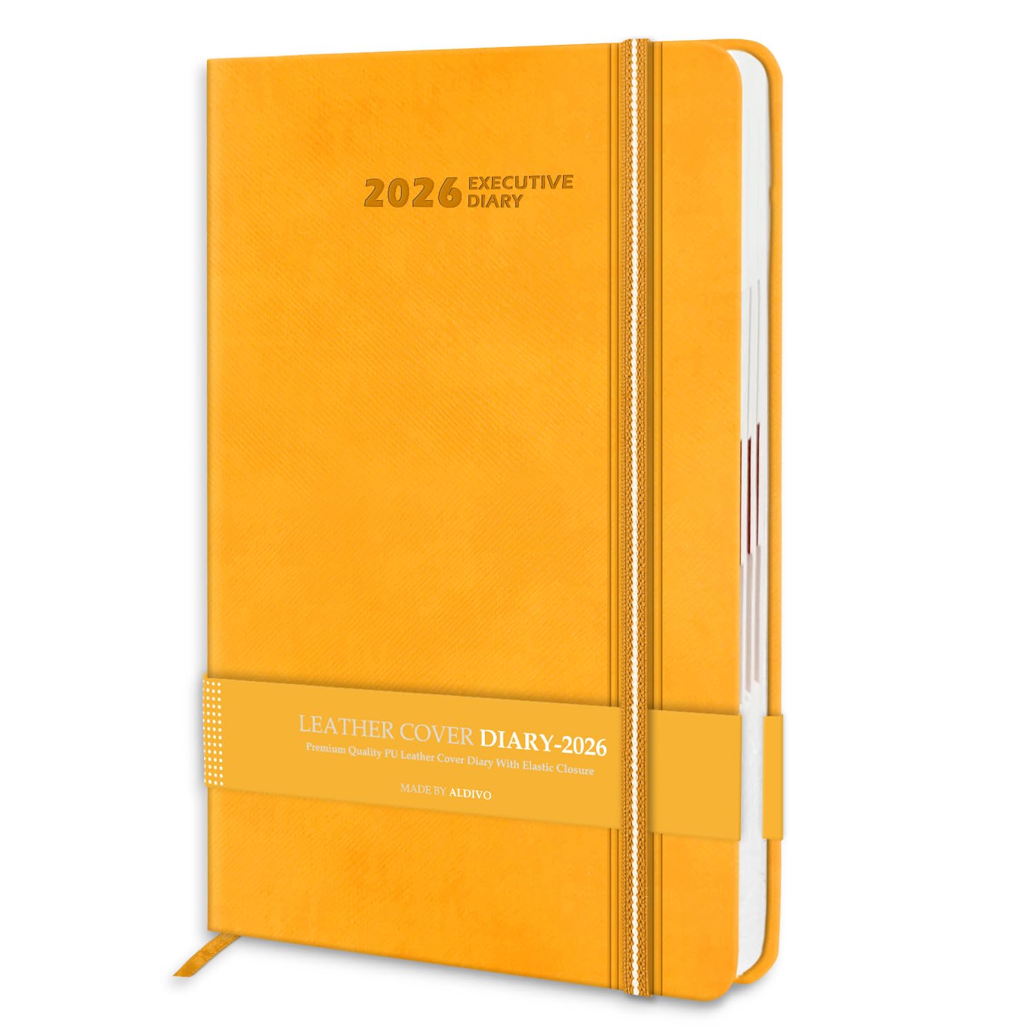 ALDIVO Signature Series Premium Yellow Texture Leather Diary 2026