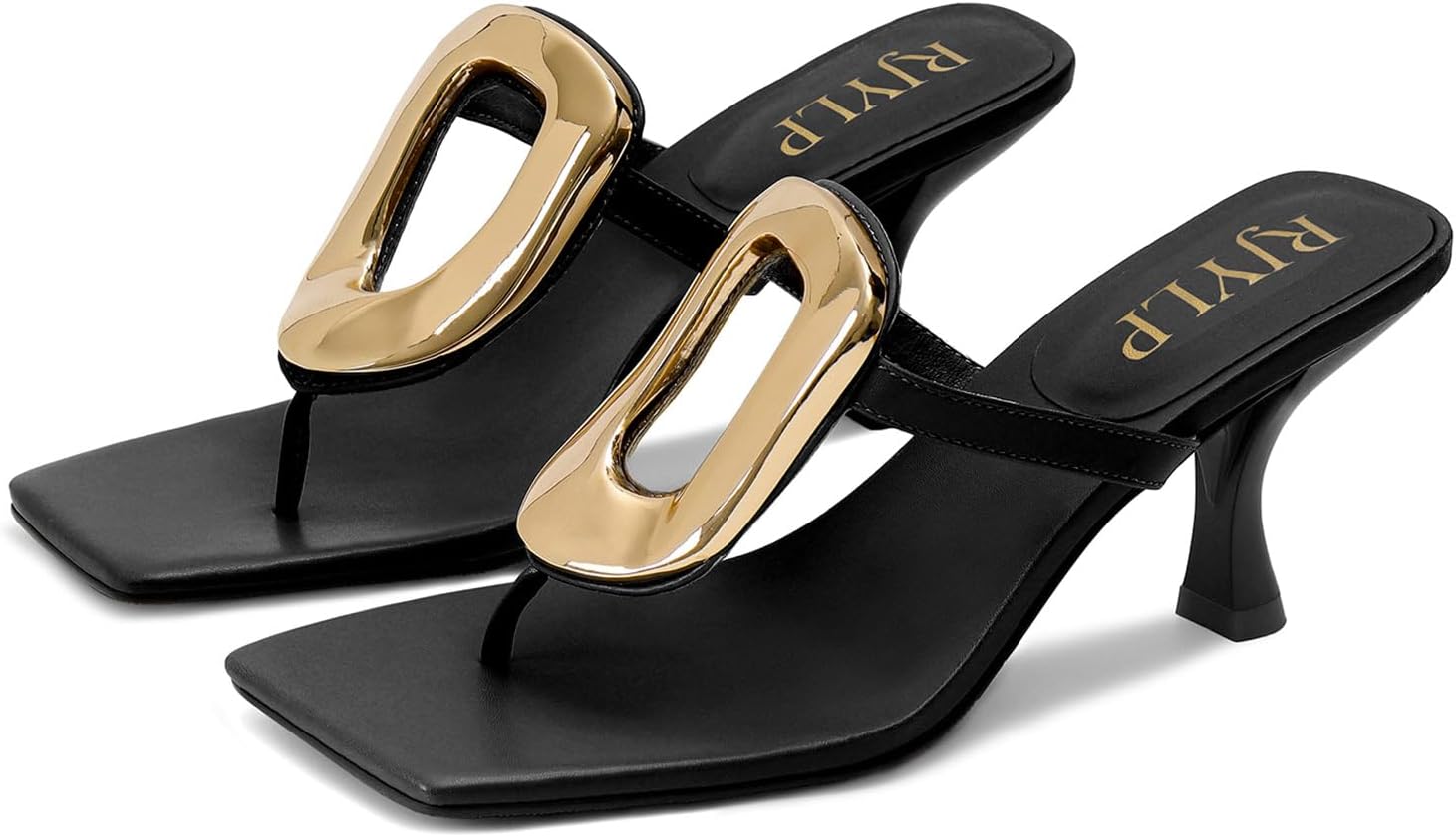 Metal Flip Flop Heels Sandals for Women Slip on Thong Sandals Kitten Heels Beach Dressy Casual Fashion Summer Flip Flops Shoes