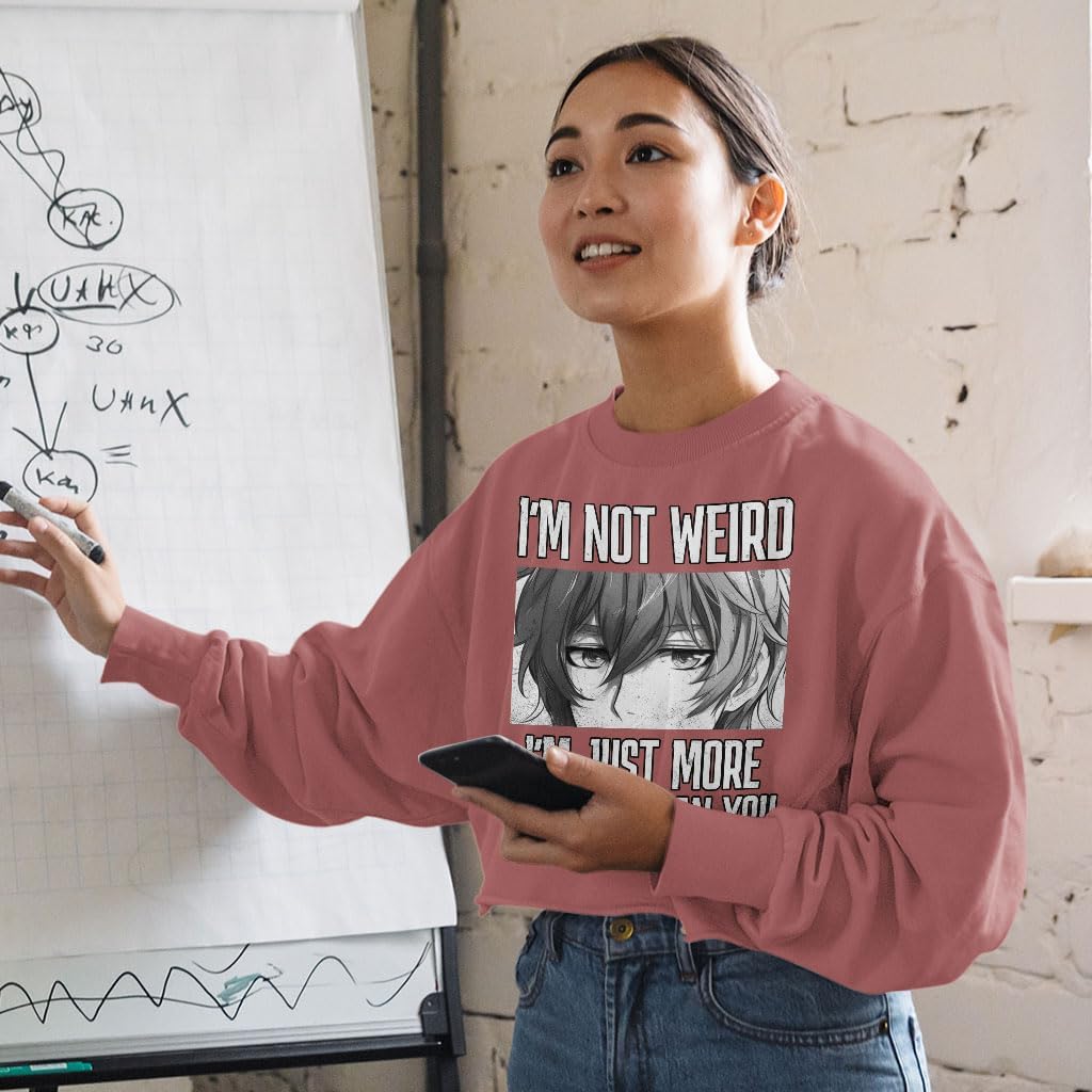 I'm Not Weird Cropped Long Sleeve T-Shirt - Anime Lover Items for Women - Unique Items