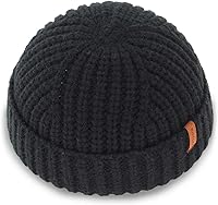 KNITDAY Chunky Wool Fisherman Beanie for Men - Thick Warm Skater Skull Cap, Ribbed Pull-On Hat One Size Fits Most