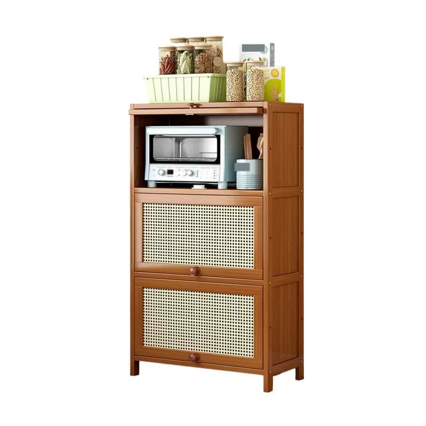 CWCQGH Brown 3-tier Kitchen Sideboard with Storage Compartments for Coffee and Tea Hallway