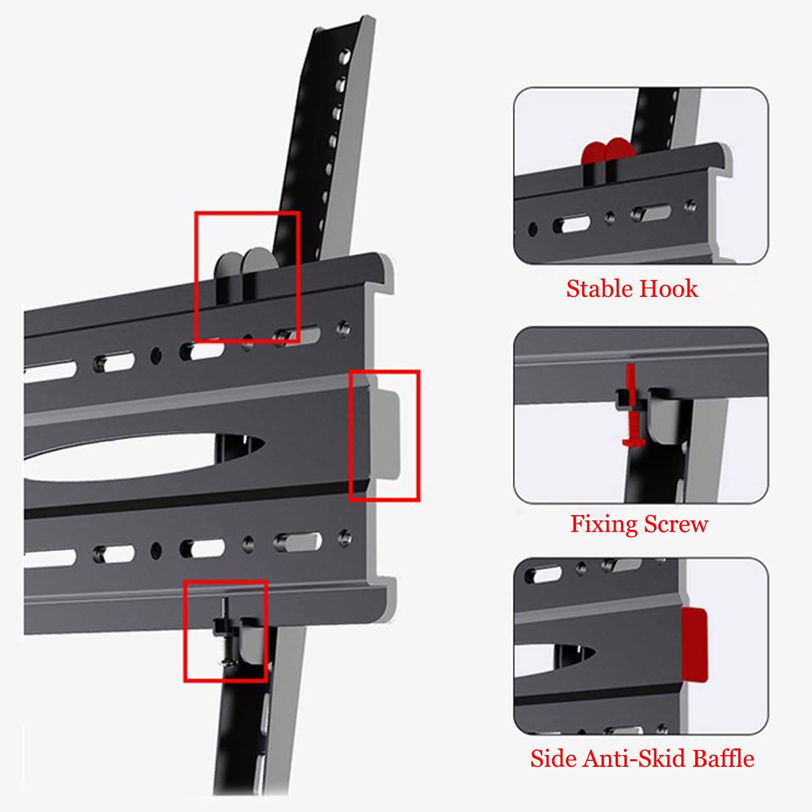 SRHIMEOS Chariot TV Meuble Télé Support avec Roulette Pied Pivotant et Réglable en Hauteur de 32 à 65 Pouces VESA Max de 600 x 400 mm Capacité Max de 80kg