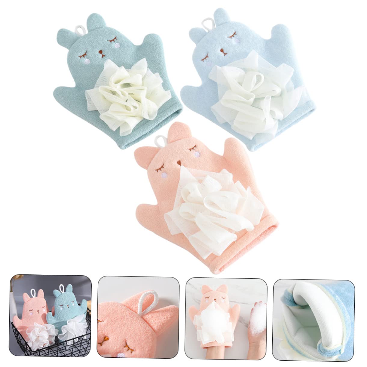 3 Piezas Guante De Baño Exfoliante De Doble Cara Para Spa Guante Corporal De Limpieza Profunda Para Baño y Cuidado Piel