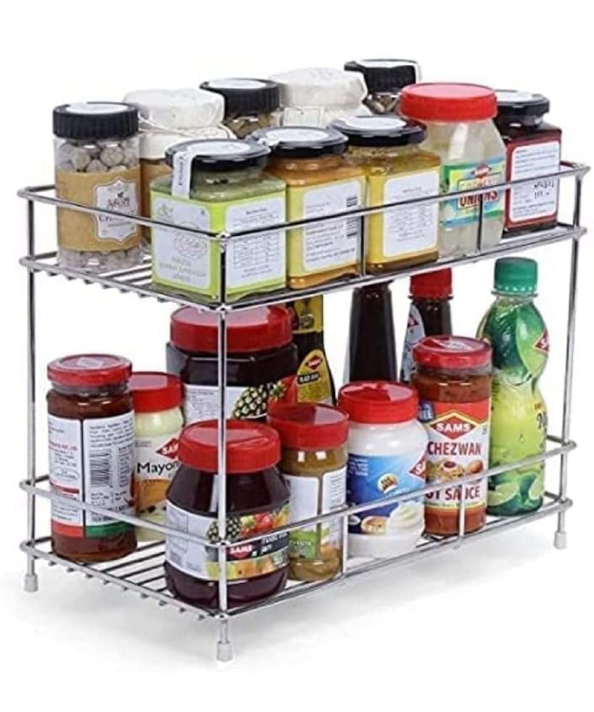 Geschir Premium 2-Tier Bathroom Cosmetic Storage Rack Kitchen Elite Spice Rack,Cosmetic Organizer Holder,Bathroom Tray and Multifunctional Storage Rack(2-Tier Rack)
