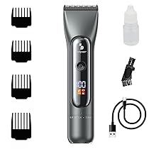 BEPER P304CAP010 Tagliacapelli uomo professionale, Lame in Titanio e Ceramica, Display LED, 4 pettini regolatori, 2 velocità, Autonomia 3h, Ricarica USB-C, Uso a filo e Cordless