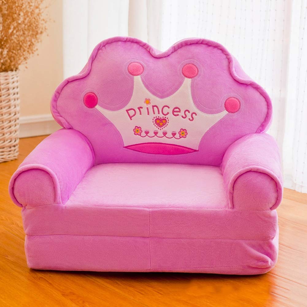 Child Plush Cartoon Sofa Seat Princess Chair Baby Support Seat for Learn to Sit Soft Comfortable Foldable Cushion Non Slip Body Back Pillows