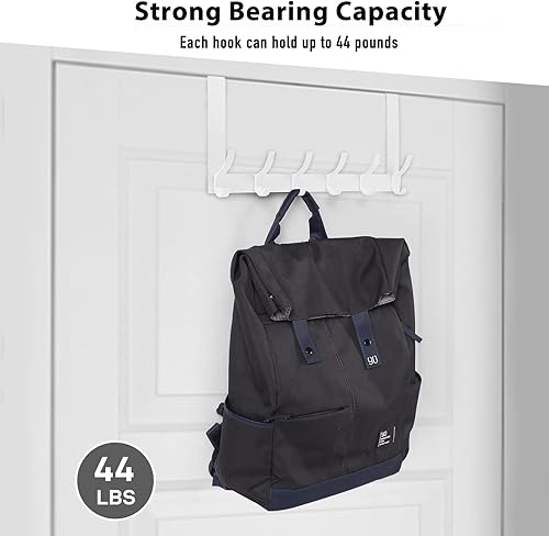 Vista 10 de Ganchos para colgar sobre la puerta, perchero para baño con 12 ganchos para colgar ropa, abrigos, toallas, se adapta a puertas de 1 3/4 pulgadas
