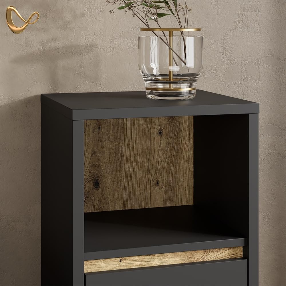 Livinity Set di mobili da bagno Vomano, Antracite, 4 parti