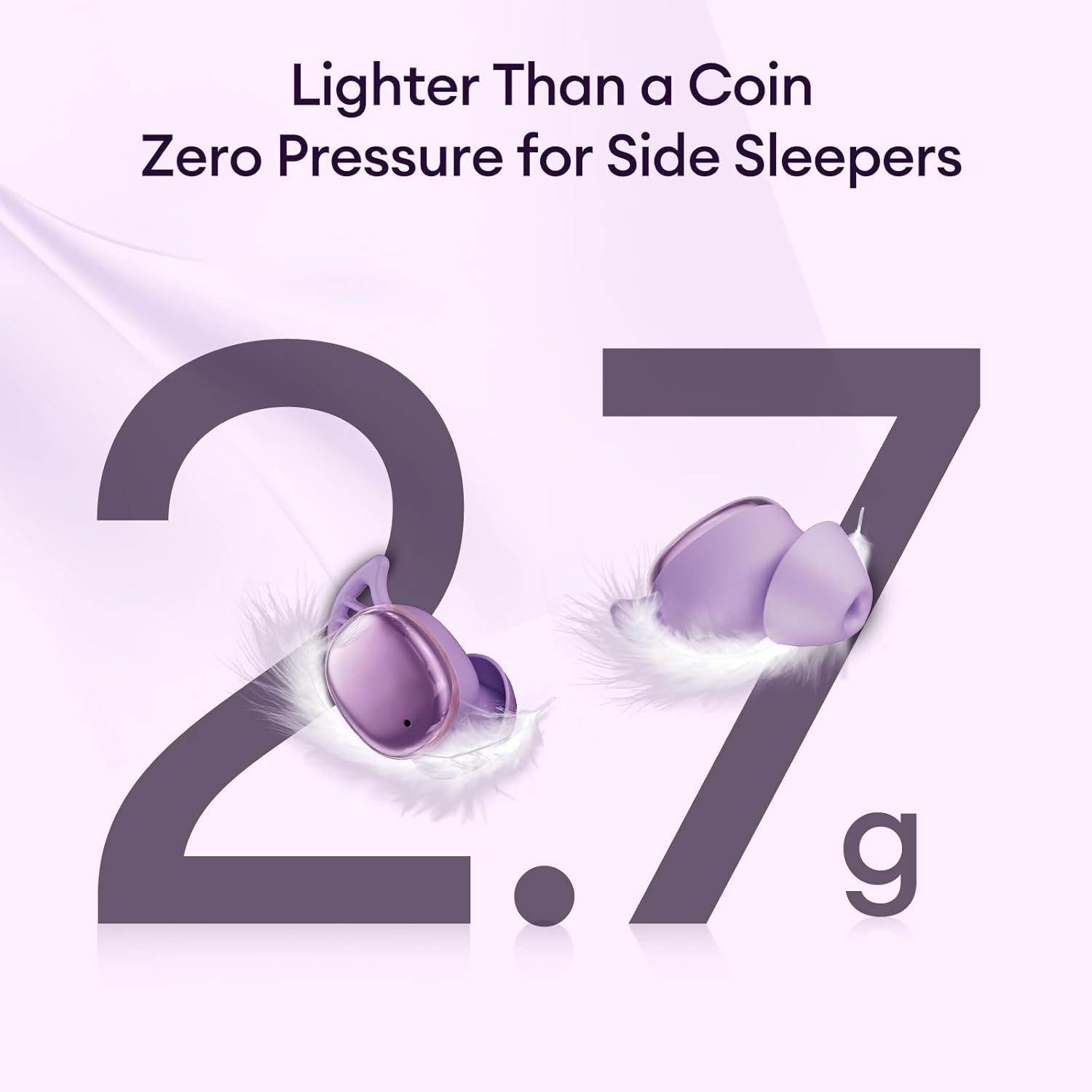 PAXA Sleep Earbuds for Side Sleepers, Sleep Headphones with Vibration Charging Case Wireless Bluetooth 6.0, Soft Silicone Invisible Earbuds for Sleeping, Snoring Noise Isolation, S13 Purple - Image 9