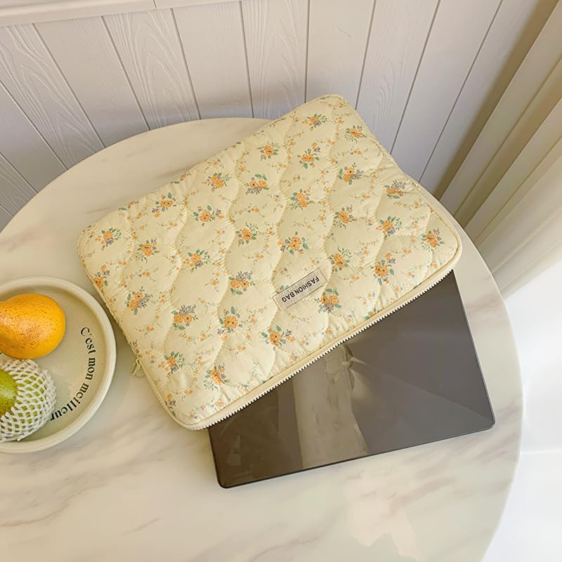 Funda para Portátil Mujer Estampado Floral Acolchada Amarilla 13-14 Pulgadas miniatura 2