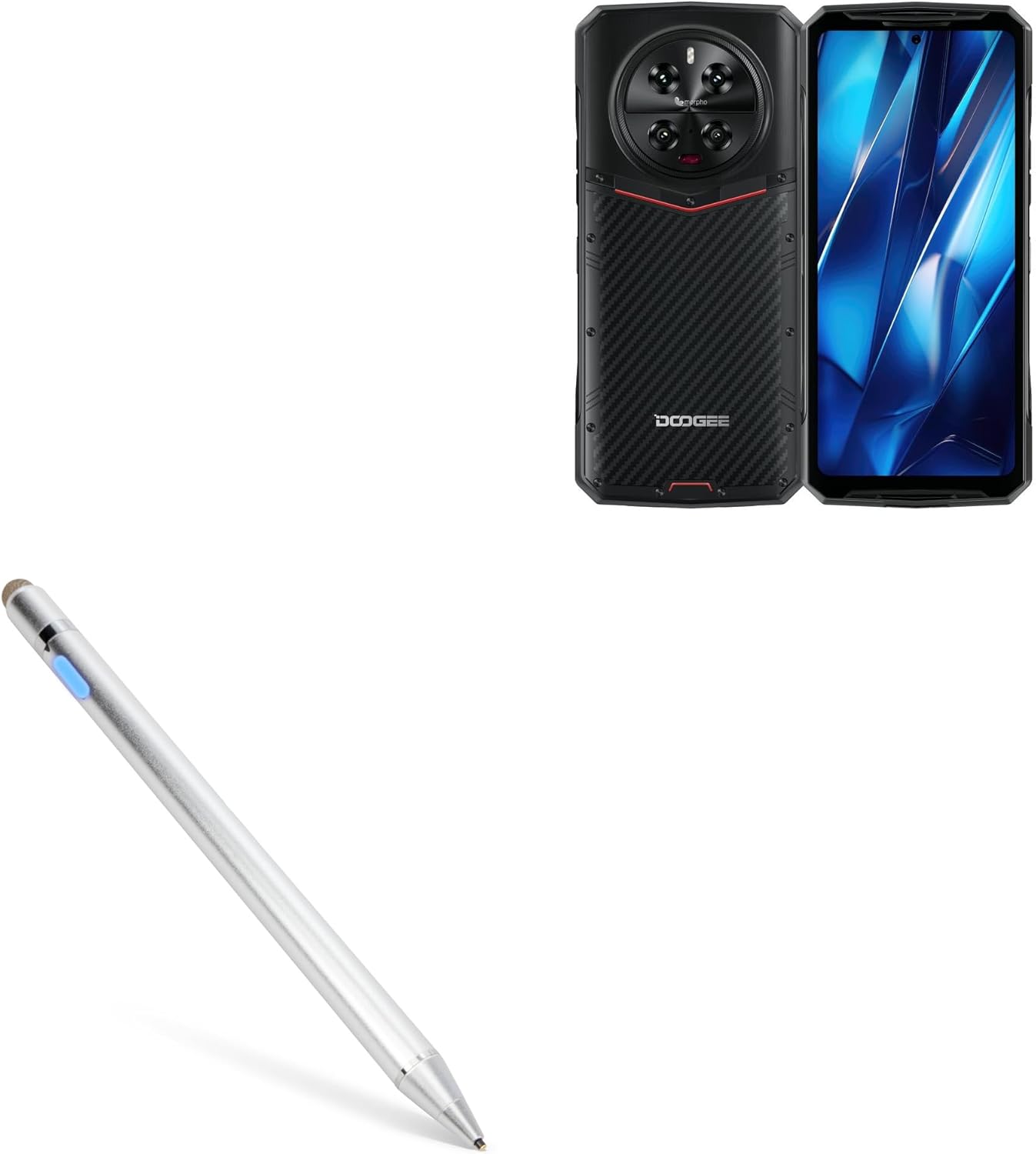 BoxWave Stylus Pen Compatible with Doogee DK10 - AccuPoint Active Stylus, Electronic Stylus with Ultra Fine Tip - Metallic Silver