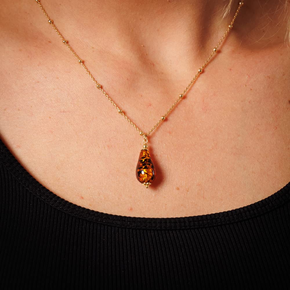 Venetiaurum - Collana per Donna con Pendente a Goccia in Vetro Originale di Murano e Argento 925 - Gioiello Made In Italy Certificato