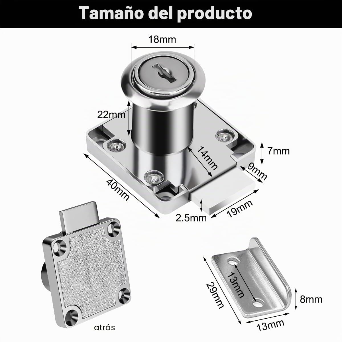Jinsion 4 Piezas Cerradura Taquilla, Cerradura Armario con Llave, Acero Inoxidable Cerraduras para Armarios, Cerradura Cajon para Cajones y Armarios (4 Cerraduras con Llaves Diferentes)