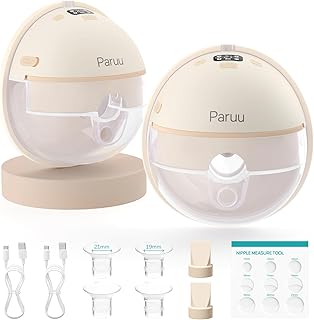 Paruu Extractor de leche manos libres P16, extractor de leche portátil Electirc portátil con 4 modos y 12 niveles, máximo 309 mmHg fuerte succión 19/21/0.945 in insertos de brida bomba de lactancia
