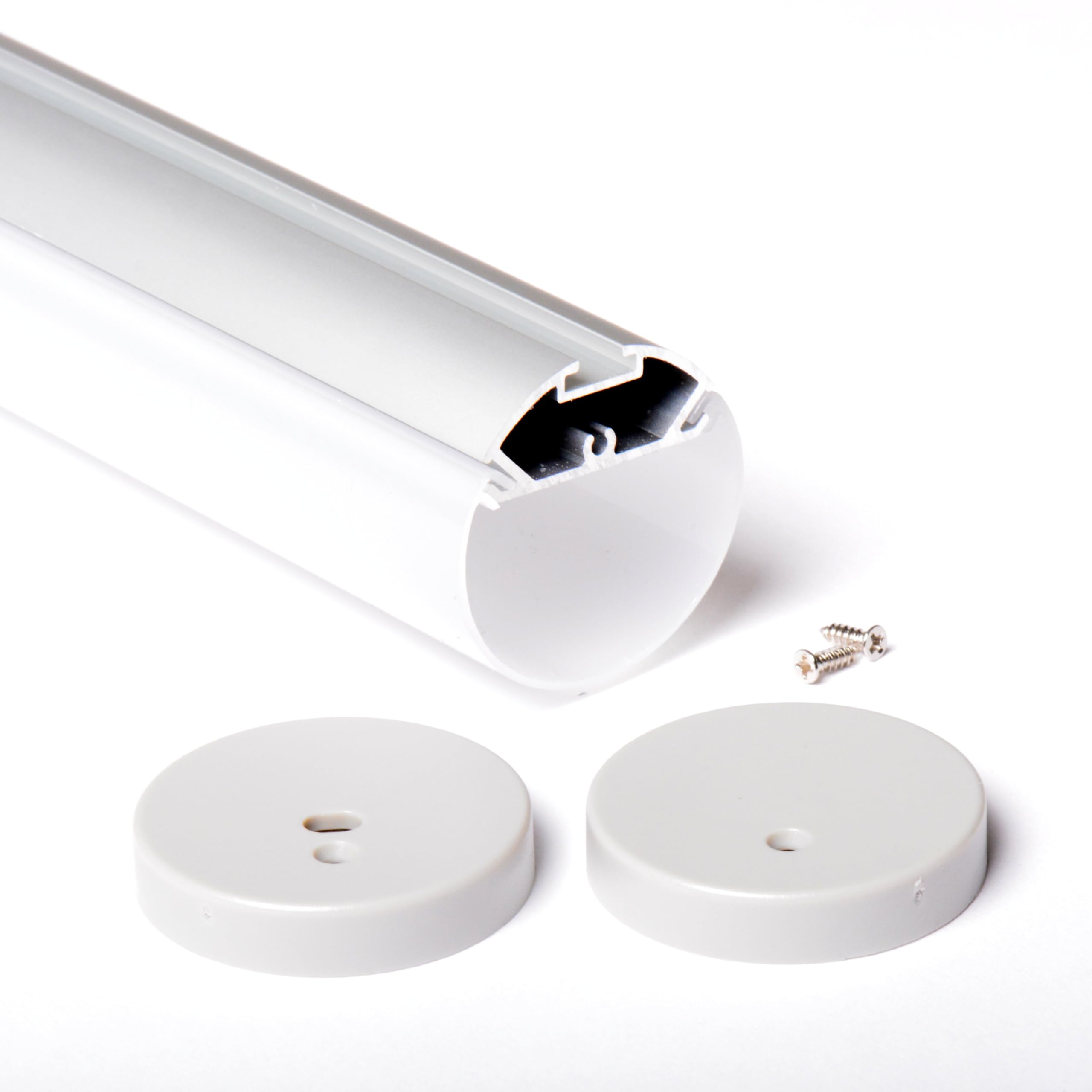 AFTERTECH 1x 3metri 4040B ø 40mm Profilo Tondo Tubo Medio Alluminio Per Strisce Strip LED Barra Rigida Intera 3mt 3m 300cm Plastica Opaca Sospensione Appeso (1x 3metri 4040B fog)