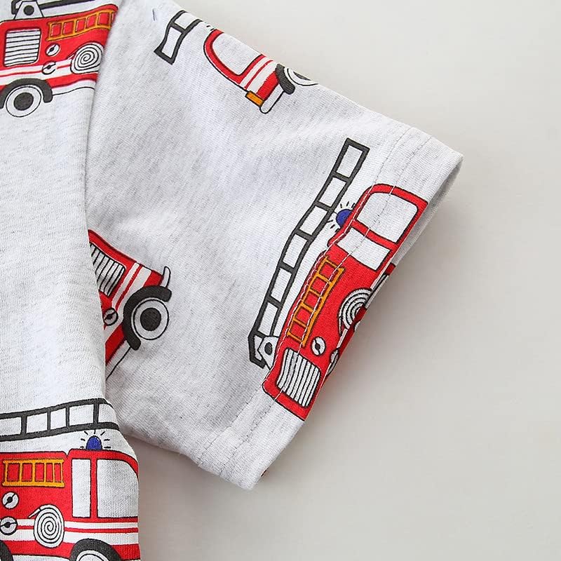 Toddler Fire Truck Shirts for Kids Boys Short Sleeve T Shirt Gray - Image 3