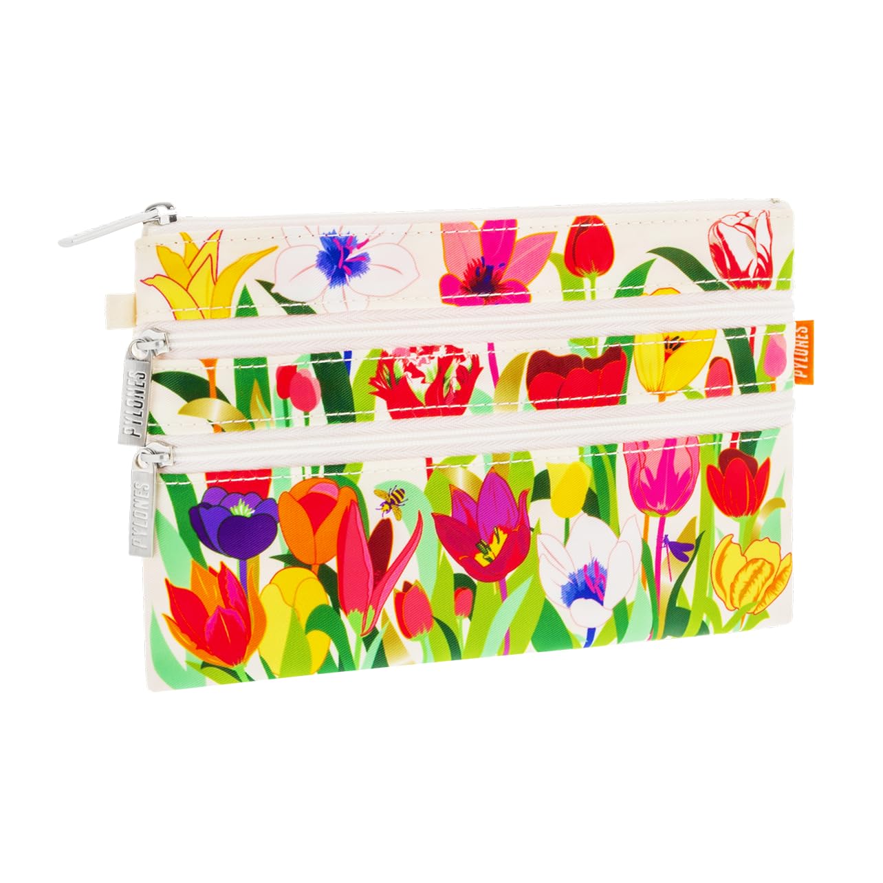 PYLONES : Zip Pouch – Pochette 3 Zips – Tulipani, multicolore