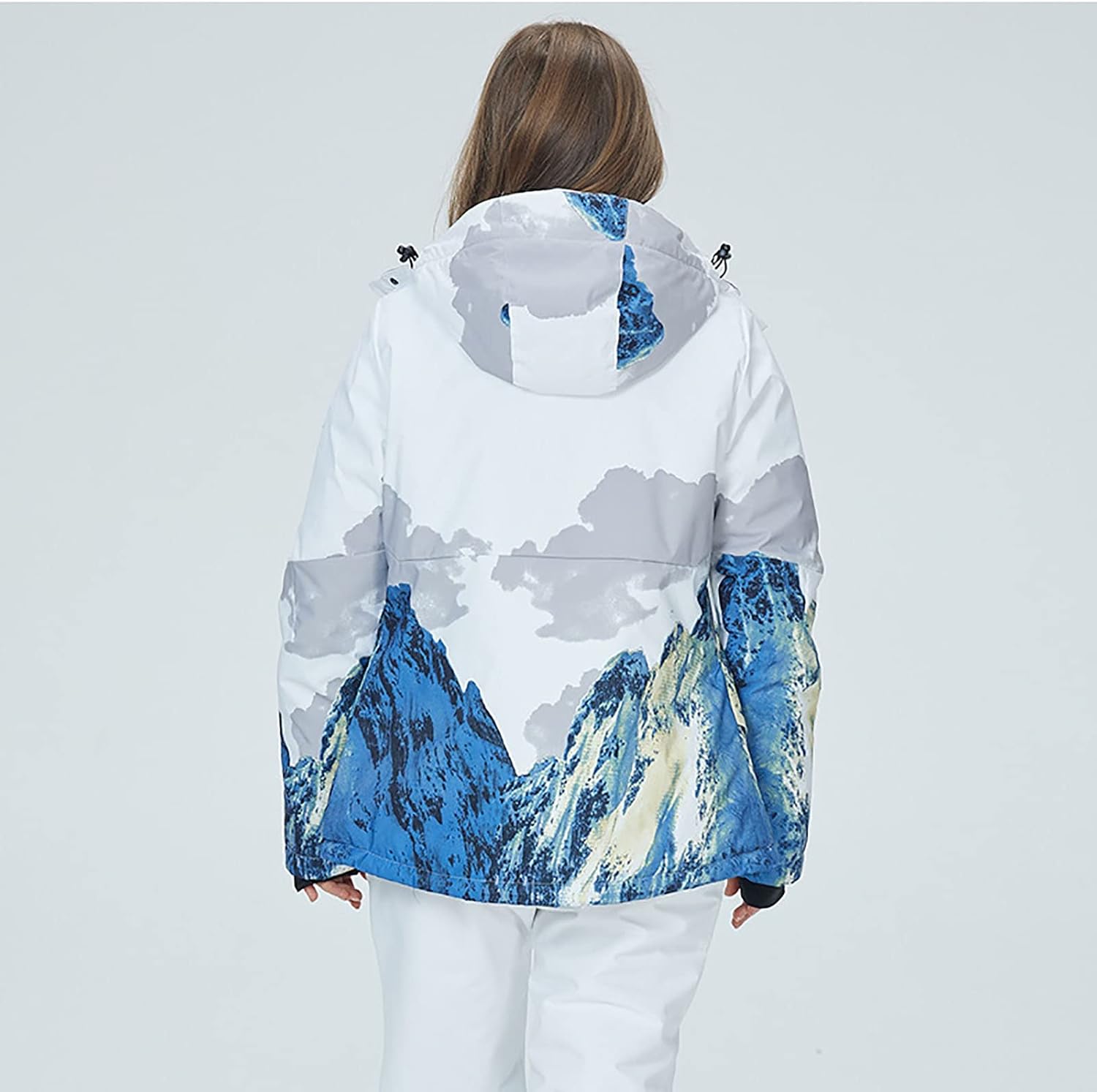 CLSQLXYJZC Women's and Men's Ski Clothes, Winter Warm and Thickened Waterproof Windbreaker Hooded Snowboard Snow Coat, for Outdoor Mountain Ski Snow Jacket (Color : White, Size : XX-Large)