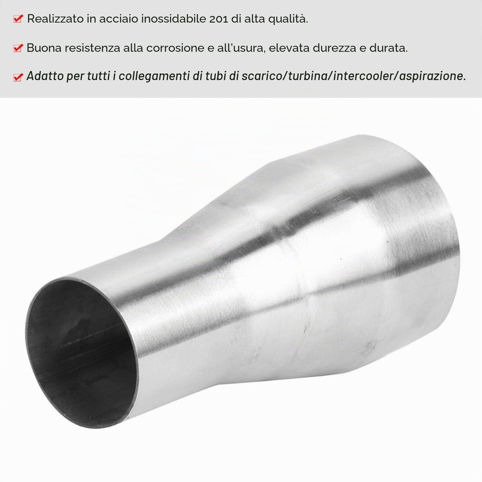Adattatore per tubo di scarico, connettore per tubo di scarico in acciaio inossidabile Adattatore per tubo di scarico universale per parte modificata per auto(51-76MM)